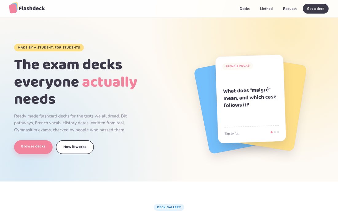 Screenshot of the Flashdeck starter design