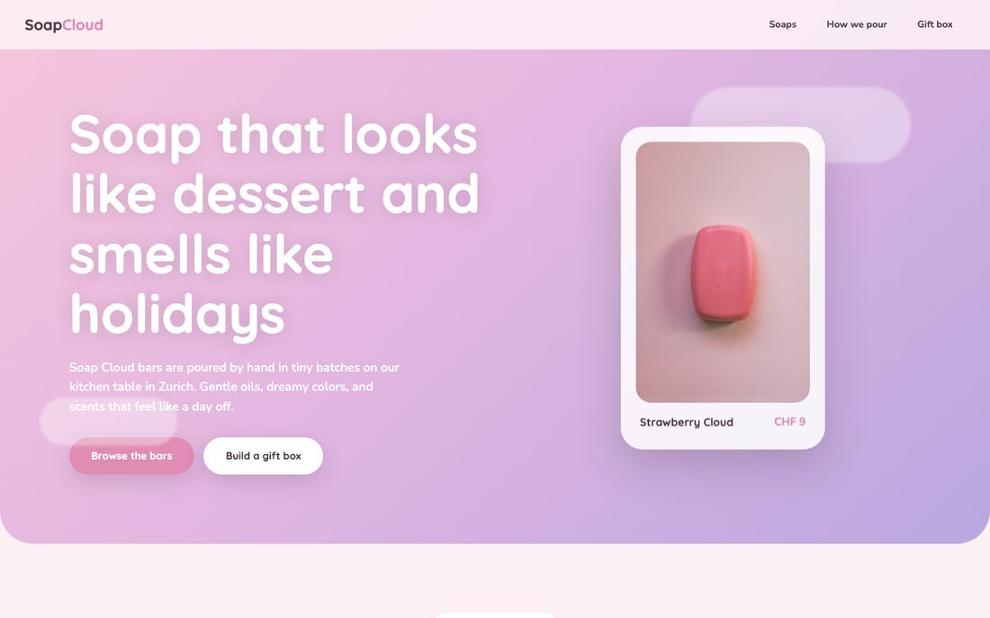 Screenshot of the Soap Cloud starter design