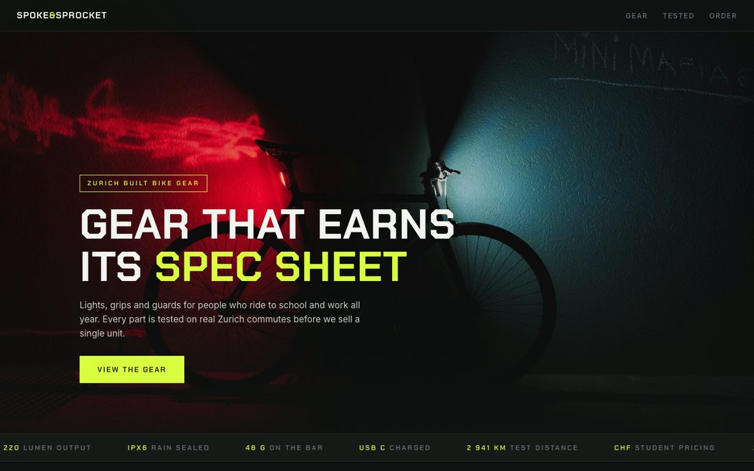 Screenshot of the Spoke and Sprocket starter design