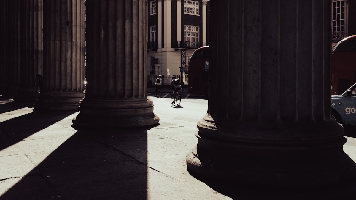 Street scene with strong shadows